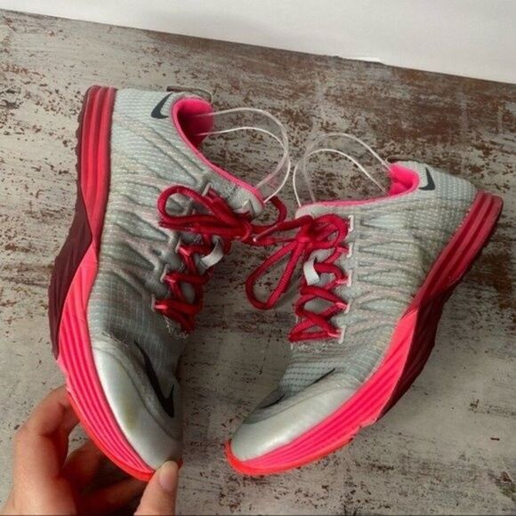 Nike Lunar Cross Element Grey Pink Athletic Shoes 8 - Picture 3 of 10